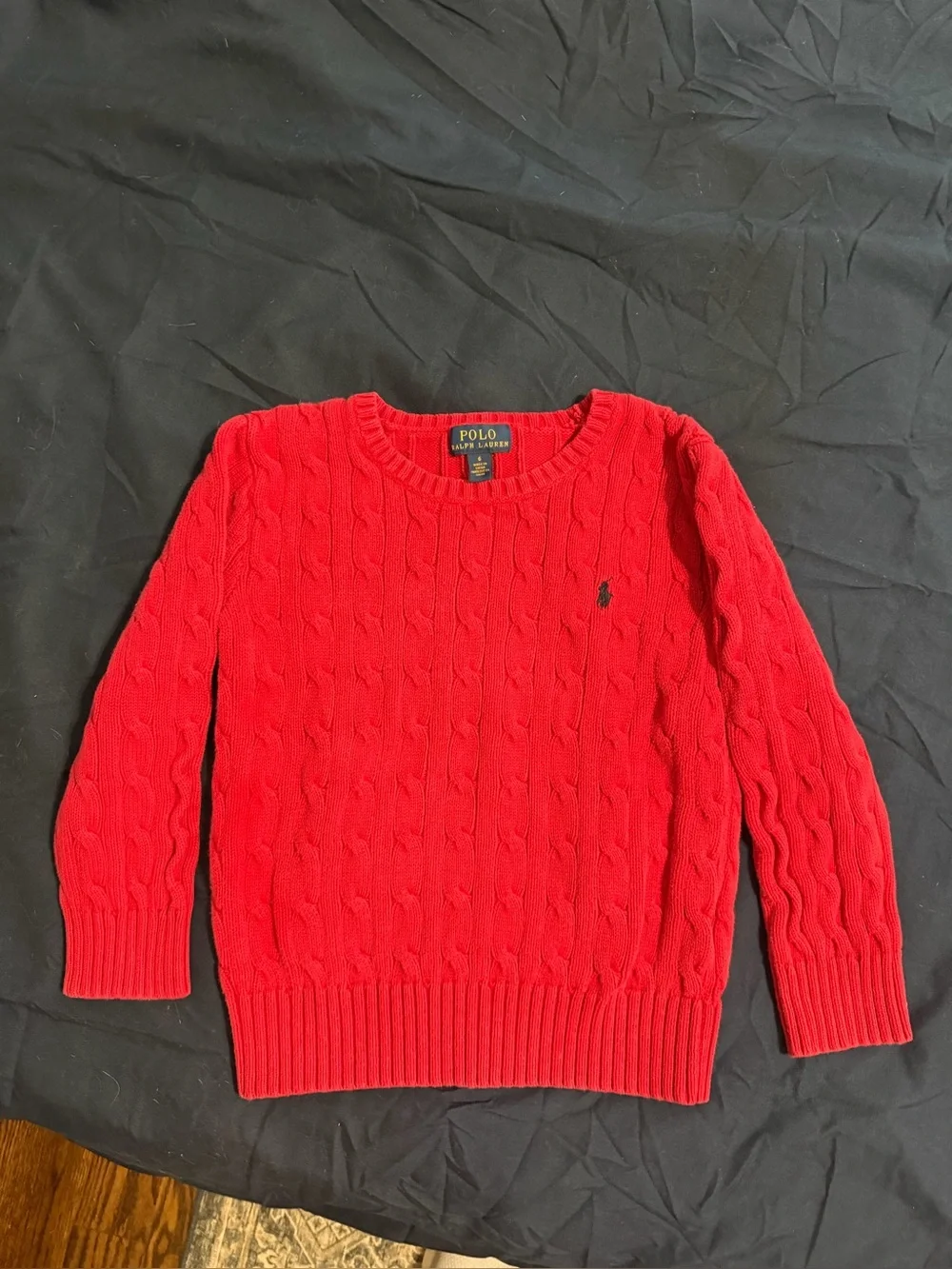 Polo Ralph Lauren Red Cable-Knit Crewneck Sweater